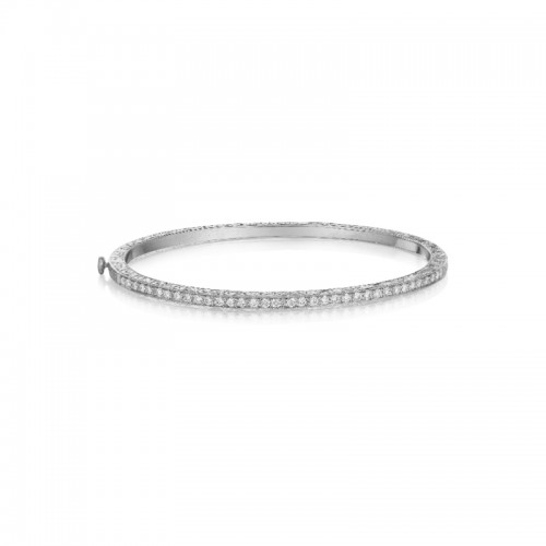 Thin Diamond Pave Bangle Bracelet With Engraving
