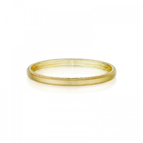 18K Gold 6MM Wide Thin Engravable Bangle With Twist
