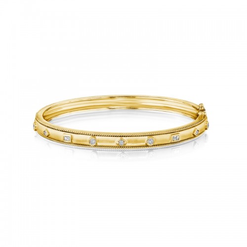 Diamond Mixed Shape Amulet Bangle Bracelet (5.5MM Wide)