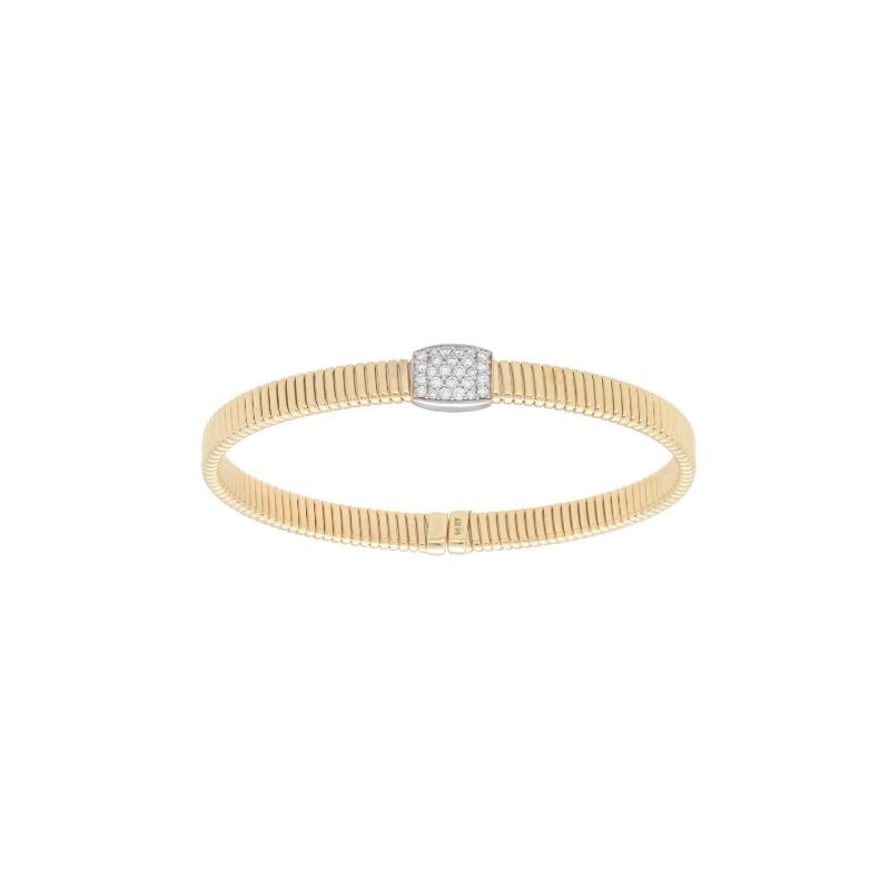 Deutsch Signature Flexible Bangle with Diamond Pave Square