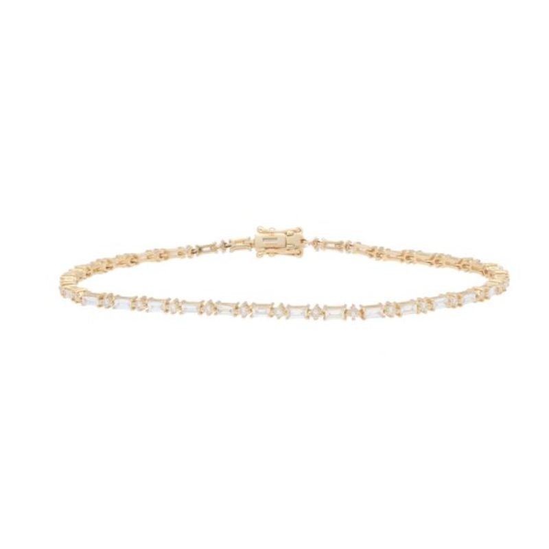 Deutsch Signature Alternating Round and Baguette Diamond Tennis Bracelet