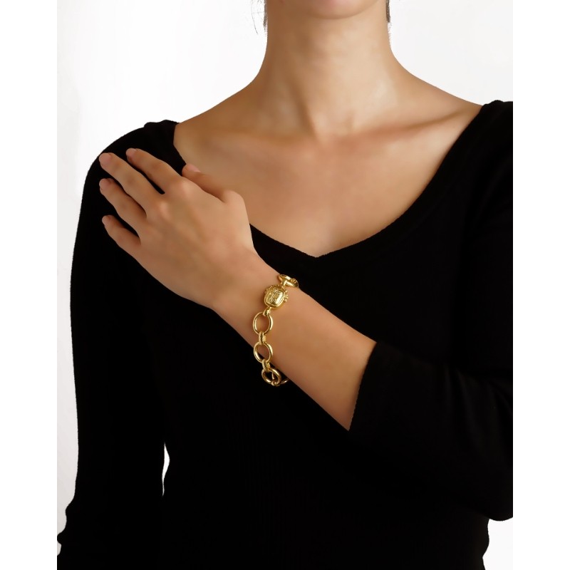 Smooth Link Bracelet with 'Fat Bee' Clasp