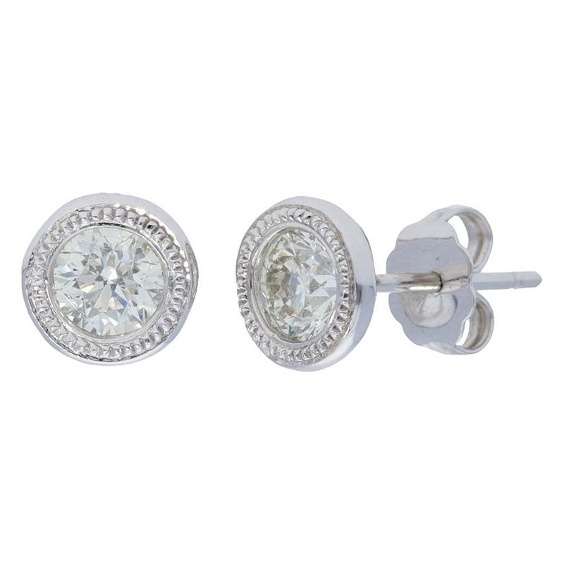 Deutsch Signature Milgrain Bezel Stud Earrings