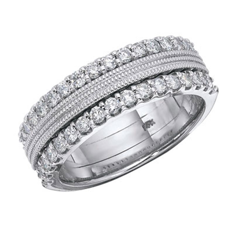 Thin Channel Set Wedding Band - Esmeralda - Sylvie Jewelry