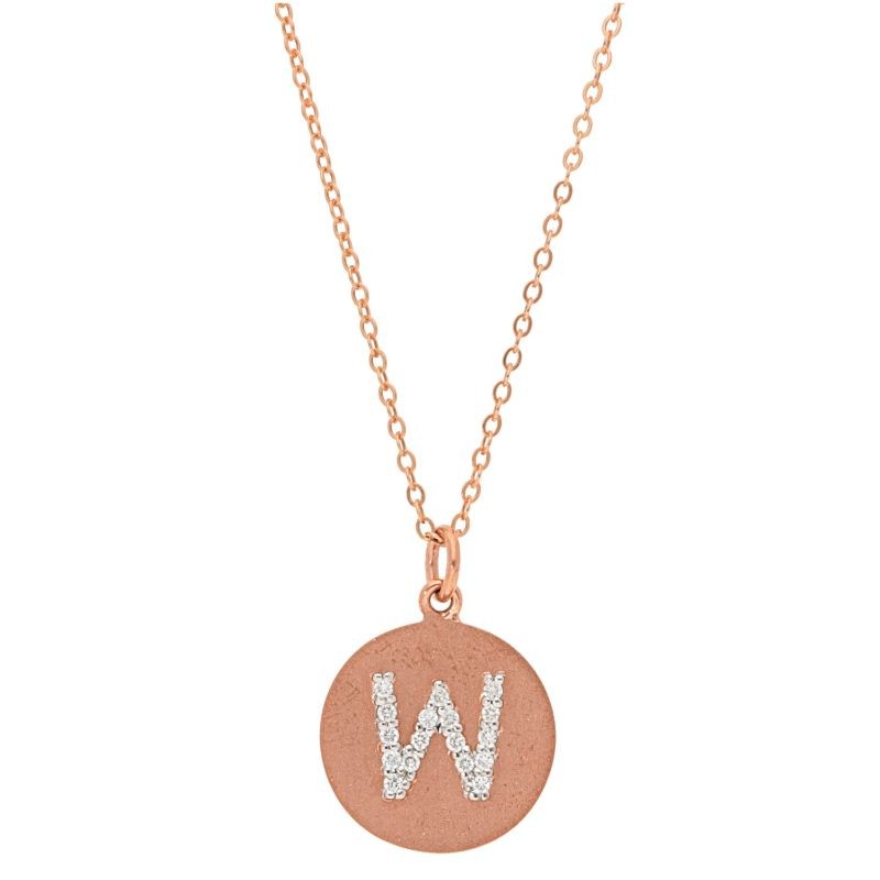 Deutsch Signature Satin Disc Pendant with Pave Diamond Letter