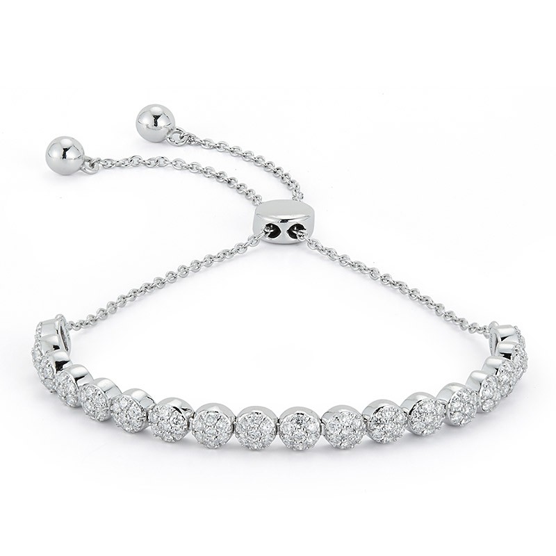 Deutsch Signature Pave Diamond Flower Bolo Bracelet