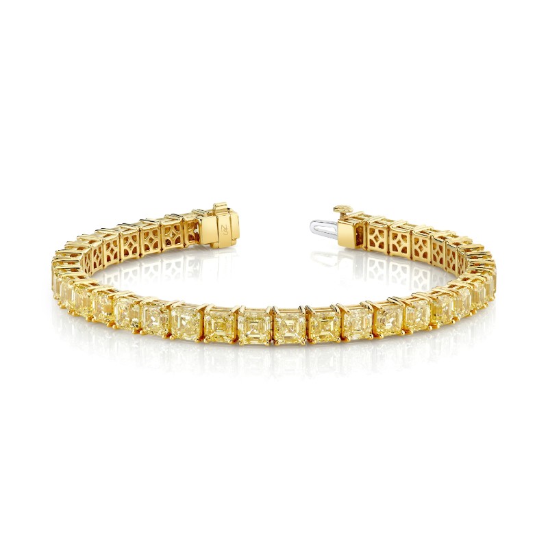 Norman Silverman Fancy Intense Yellow Asscher Cut Diamond Bracelet