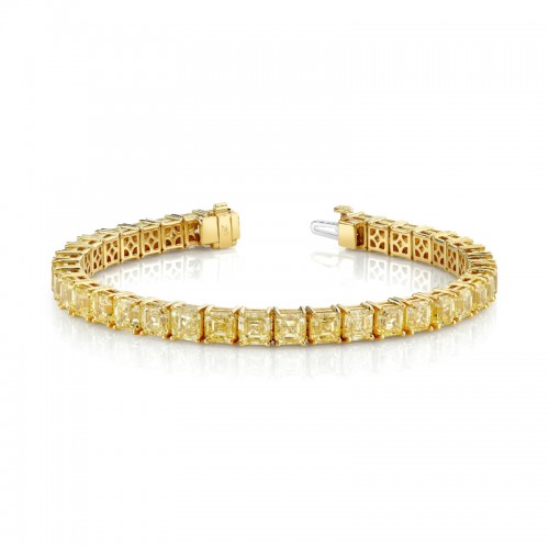 Norman Silverman Fancy Intense Yellow Asscher Cut Diamond Bracelet