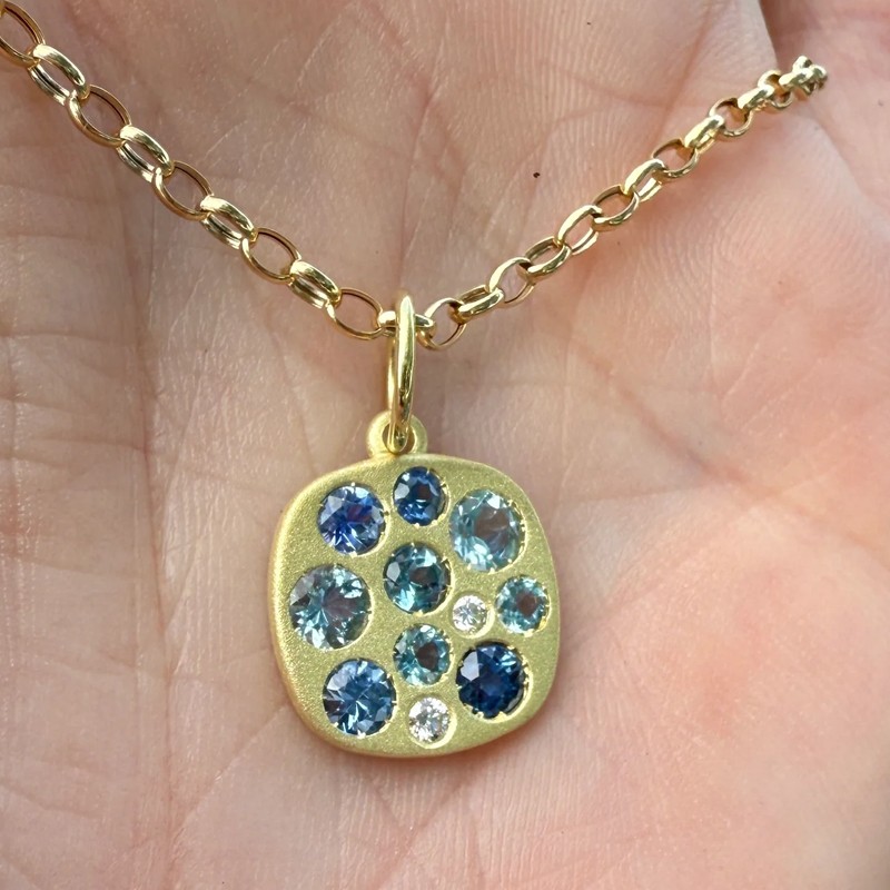 Aquamarine and Blue Sapphire Giselle Necklace
