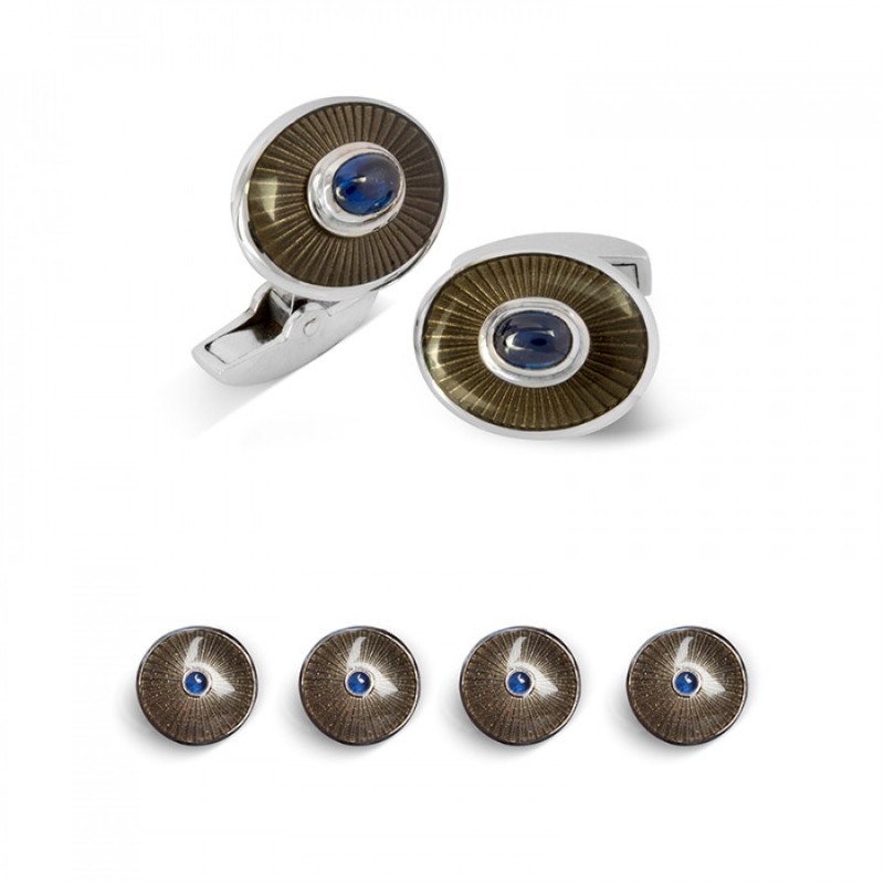 Deakin & Francis Enamel And Sapphire Dress Stud Set