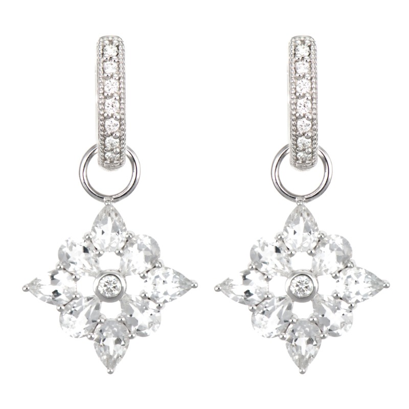 Jude Frances Provence Four Petal White Topaz Earring Charms