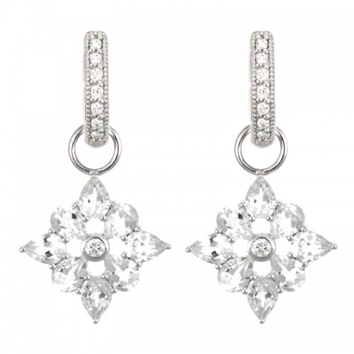 Jude Frances Provence Four Petal White Topaz Earring Charms
