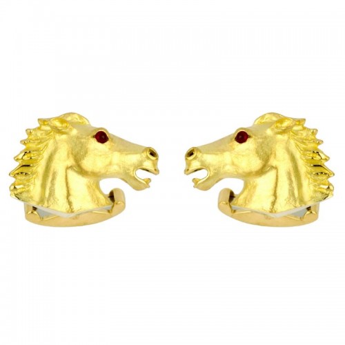 18 Karat Yellow Gold Horse With Ruby Eyes
