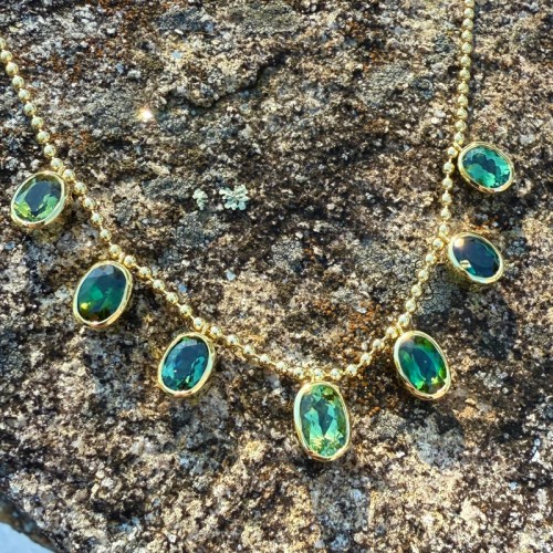 Oval Green Tourmaline Bali Necklace