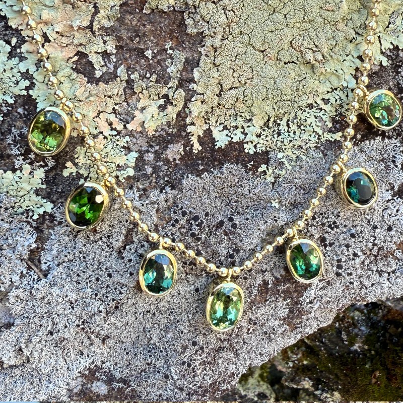 Oval Green Tourmaline Bali Necklace
