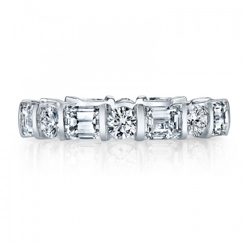Deutsch Signature Channel Alternating Emerald  and Round Diamond Eternity Band