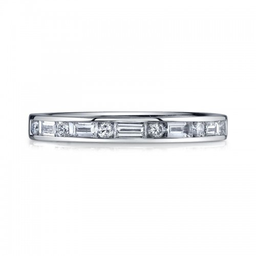 Deutsch Signature Channel Alternating Baguette and Round Diamond Eternity Band