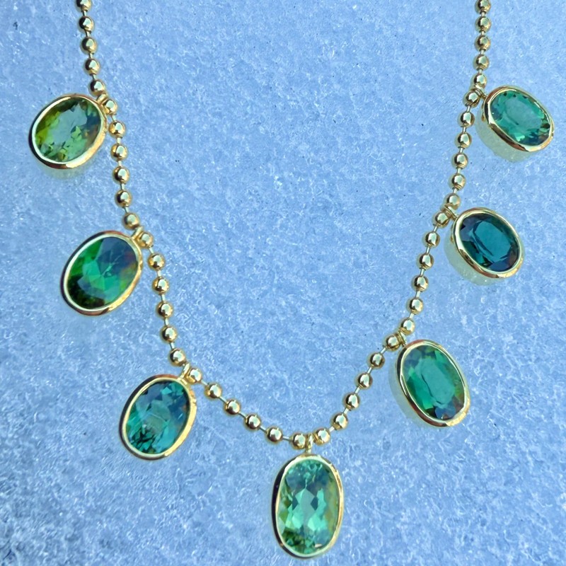 Oval Green Tourmaline Bali Necklace