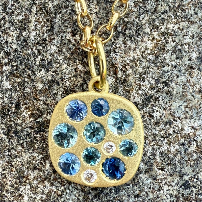 Aquamarine and Blue Sapphire Giselle Necklace