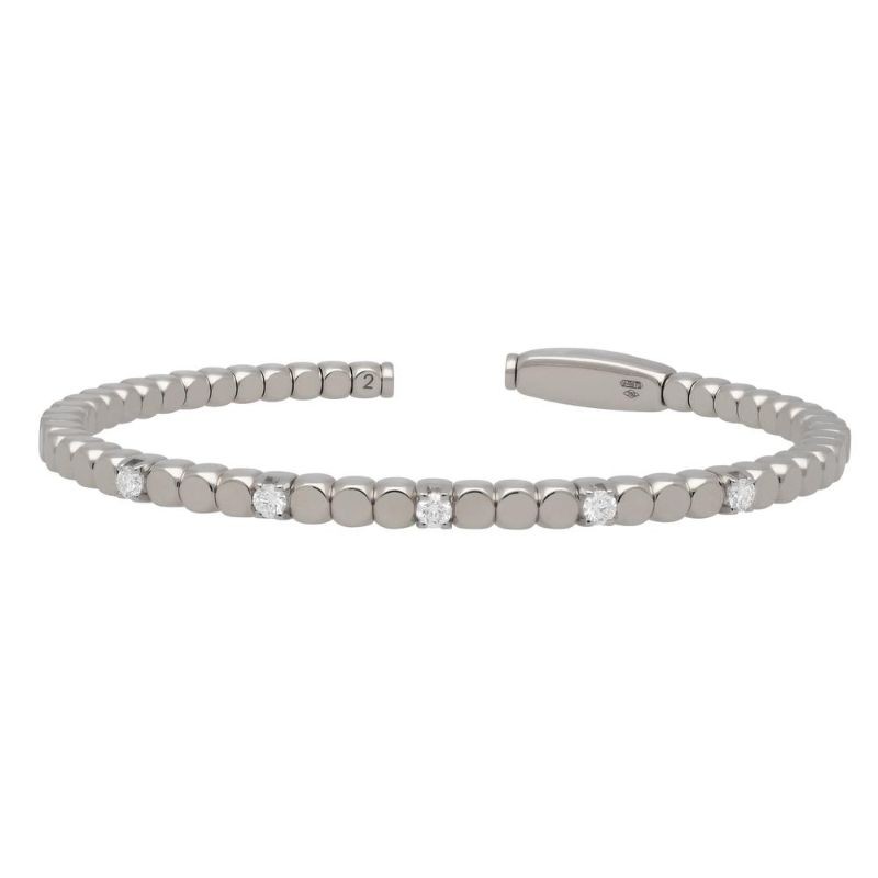 18K White Gold Bangle with 5 Diamonds