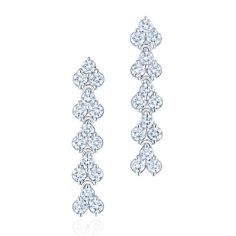 Kwiat White Gold Cluster Drop Earrings