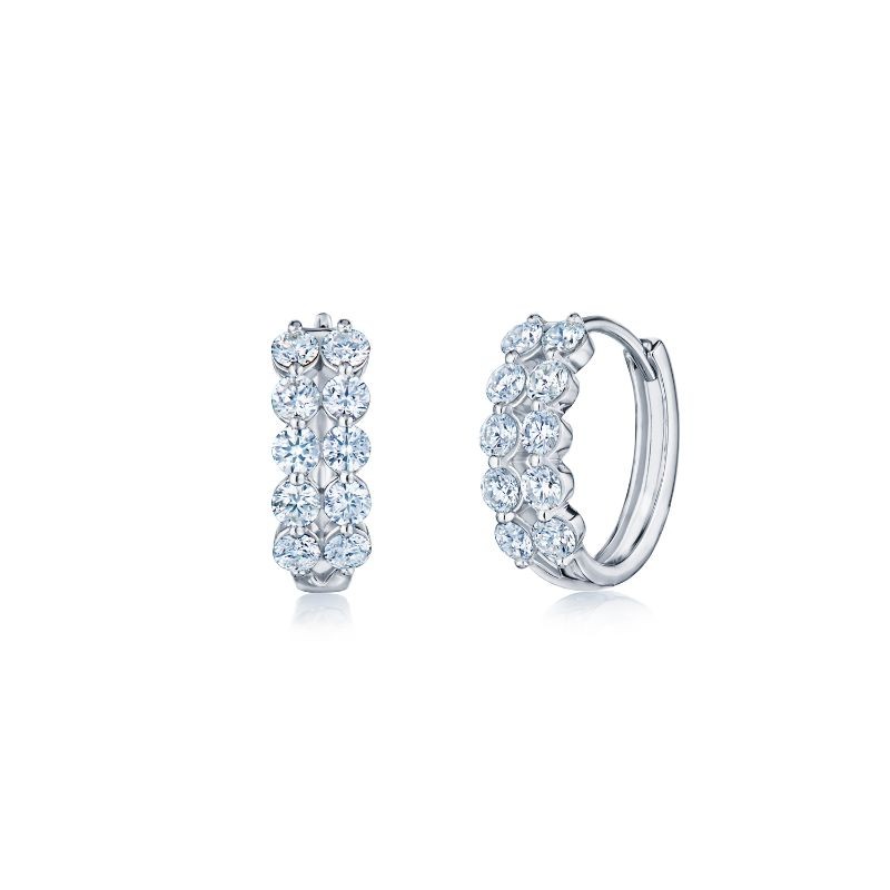 Kwiat Lyric Two Row Diamond Huggie Earrings