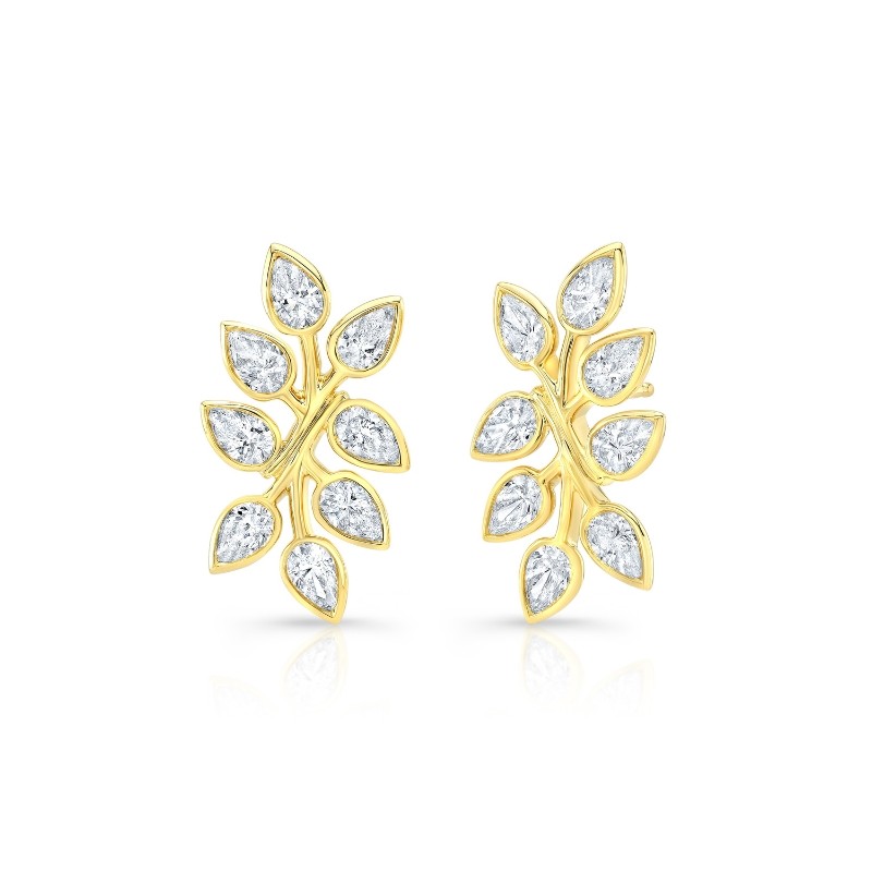 Rahaminov 18K Yellow Gold Bezel Set Branch Post Earrings