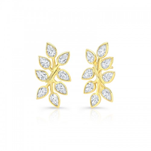 Rahaminov 18K Yellow Gold Bezel Set Branch Post Earrings