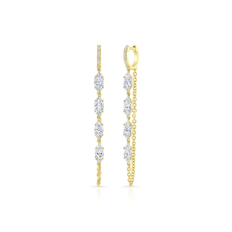 Rahaminov 18K White Double  Chain Huggie Hoop Earrings