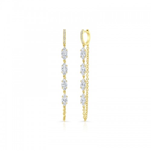 Rahaminov 18K White Double  Chain Huggie Hoop Earrings
