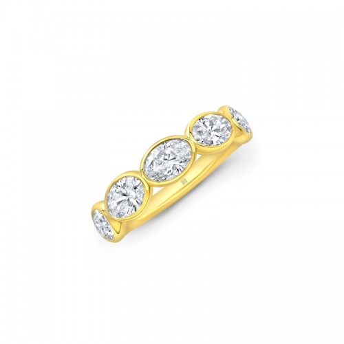 Rahaminov 18K Yellow Gold East-West Halfway Band