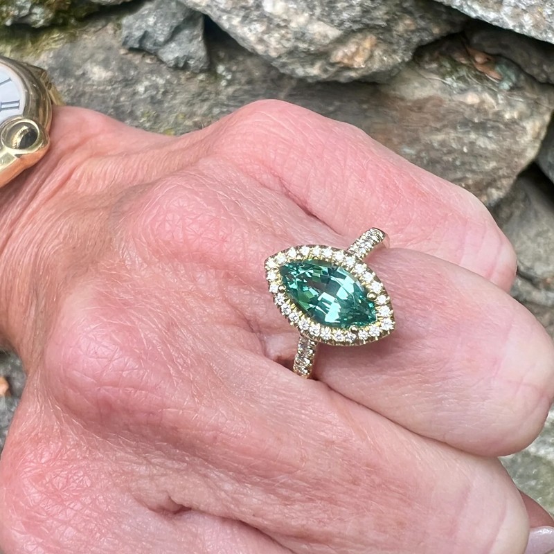 Marquis Shape Green Tourmaline Mischa Ring