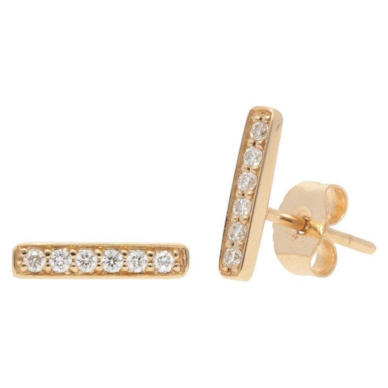 Deutsch Signature Pave Diamond Thin Bar Stud Earrings