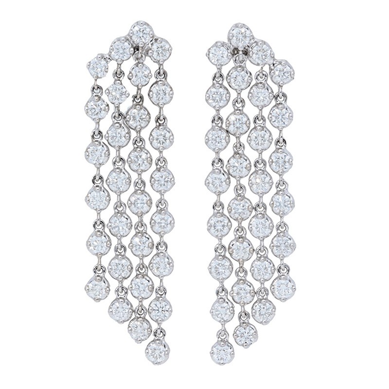 Deutsch Signature 4 Row Diamond Waterfall Stud Earrings