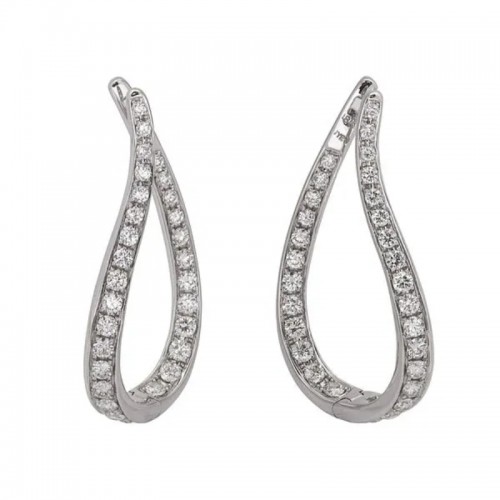 Jyes's Pave Tear Shape In/Out Hoop Earring