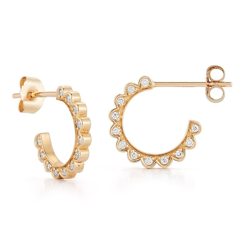 Deutsch Signature Side Diamond Stud Hoop Earrings