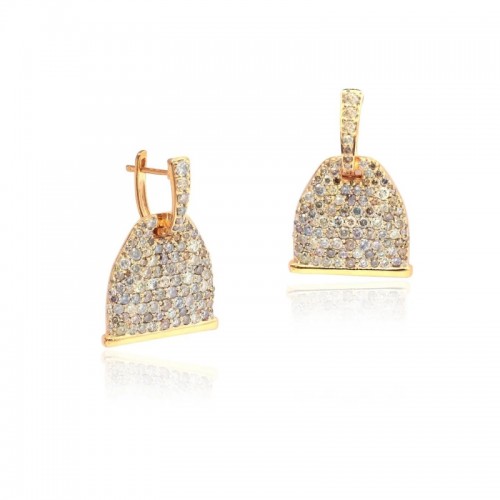 Vincent Peach Multi-Colored Diamond Stirrup Drop Earrings