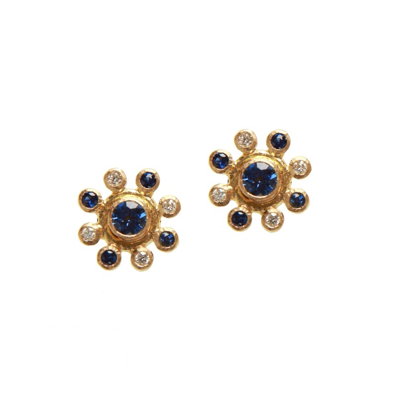 Blue Sapphire and Diamond Earrings