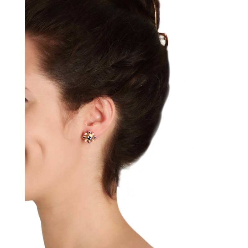 Blue Sapphire and Diamond Earrings
