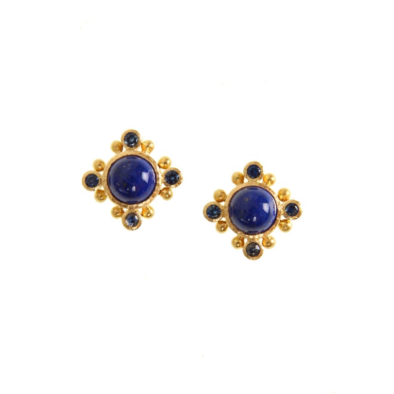Lapis and Blue Sapphire Stud Earrings