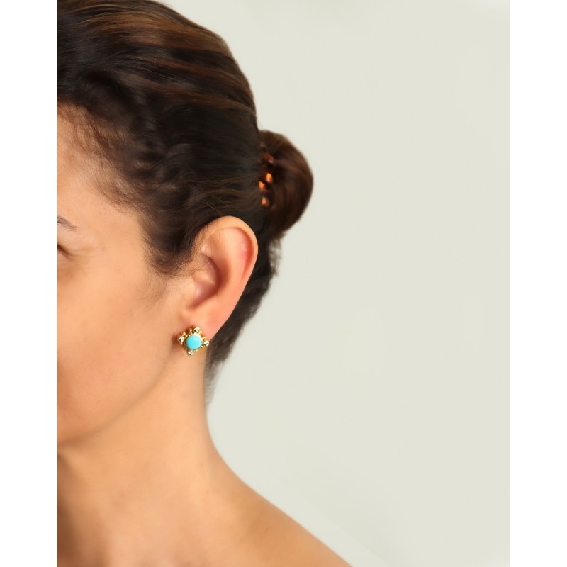 Lapis and Blue Sapphire Stud Earrings