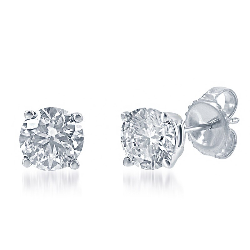 Deutsch Signature 4 Prong Round Diamond Stud Earrings