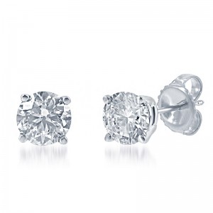 Deutsch Signature 4 Prong Round Diamond Stud Earrings