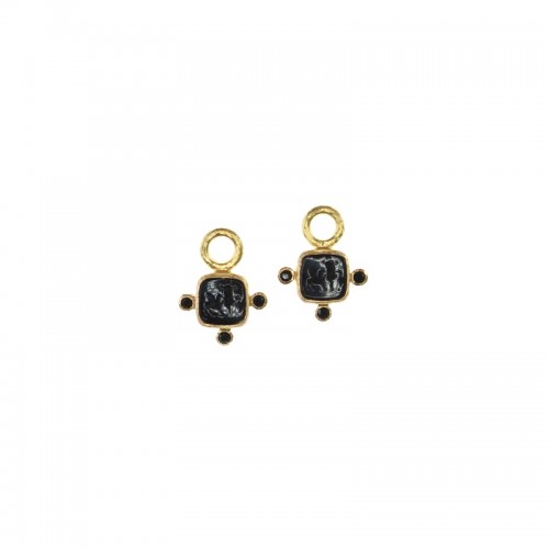 Black 'Quadrato Antico' Earring Charms