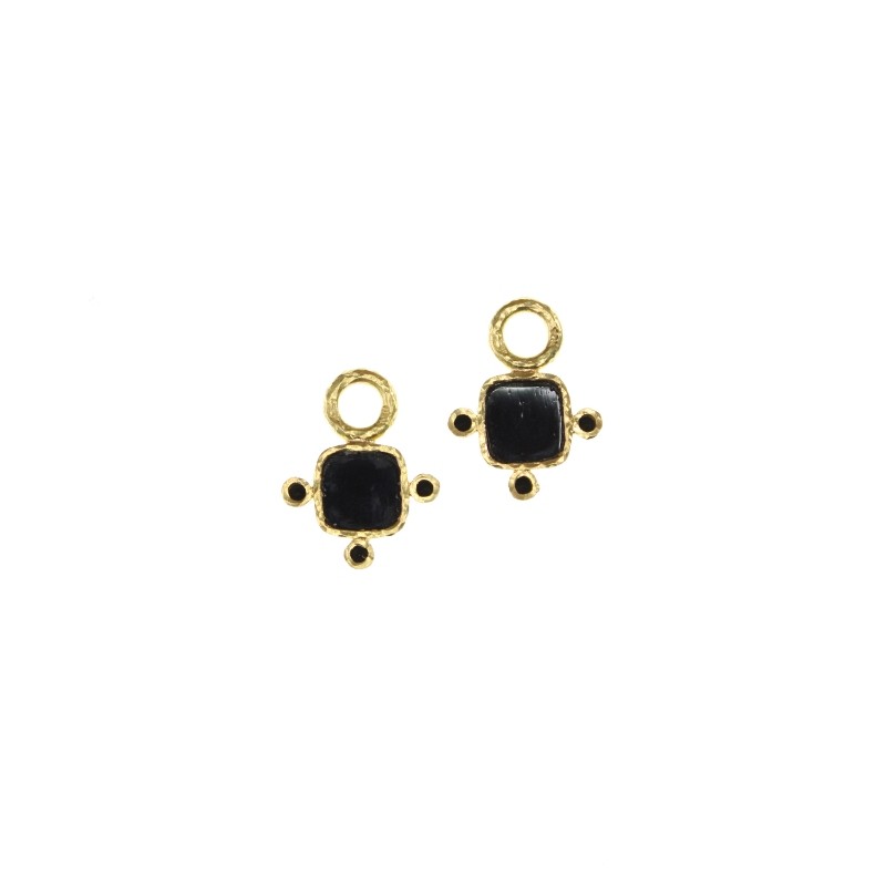 Black 'Quadrato Antico' Earring Charms