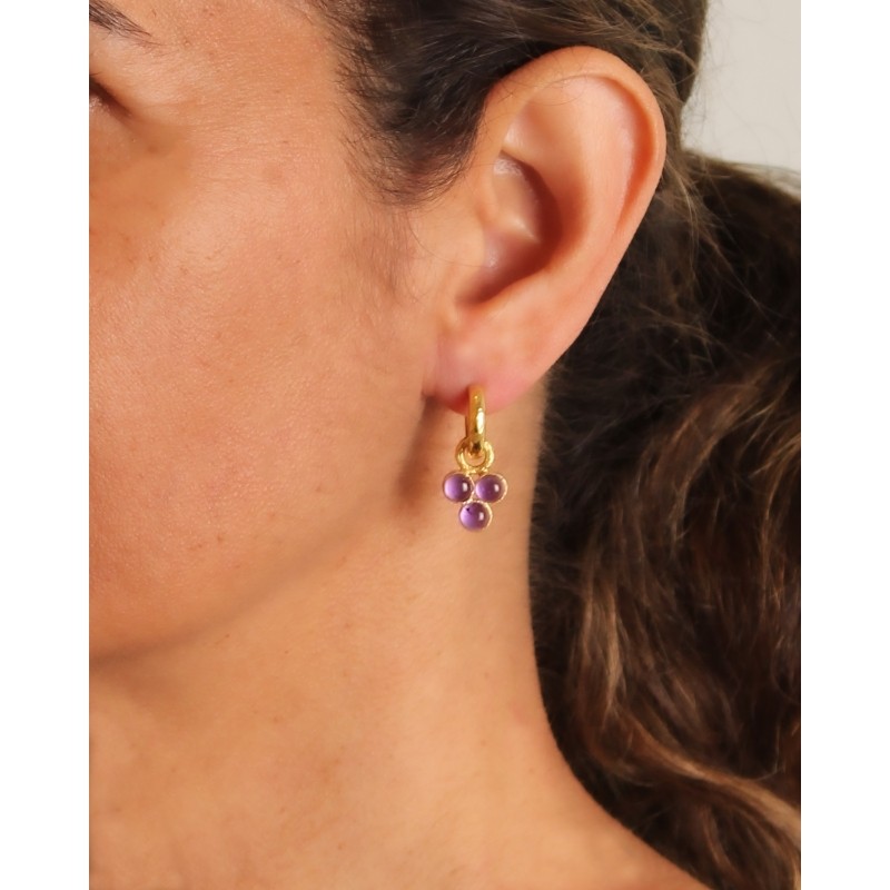 Cabochon Amethyst Triad Earring Charms