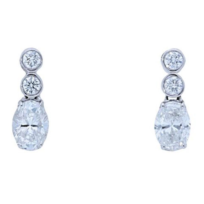 Deutsch Signature Oval Diamond with Double Bezel Stud Earrings