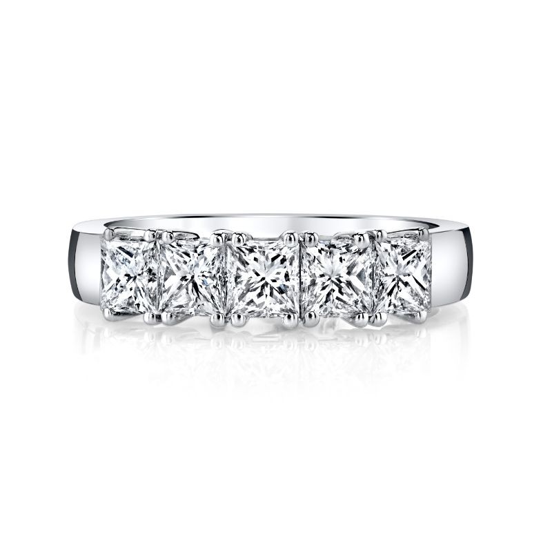 Deutsch Signature 5 Princess Diamond Shared Prong Basket Set Band