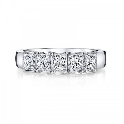 Deutsch Signature 5 Princess Diamond Shared Prong Basket Set Band