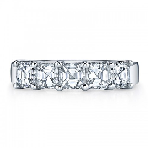 Deutsch Signature 5 Asscher Diamond Shared Prong Basket Set Band